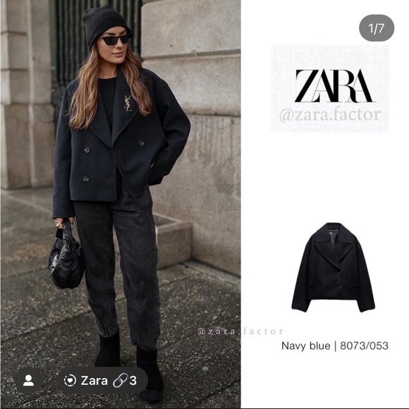 Zara soft double breasted cropped co - Picture 2 of 16